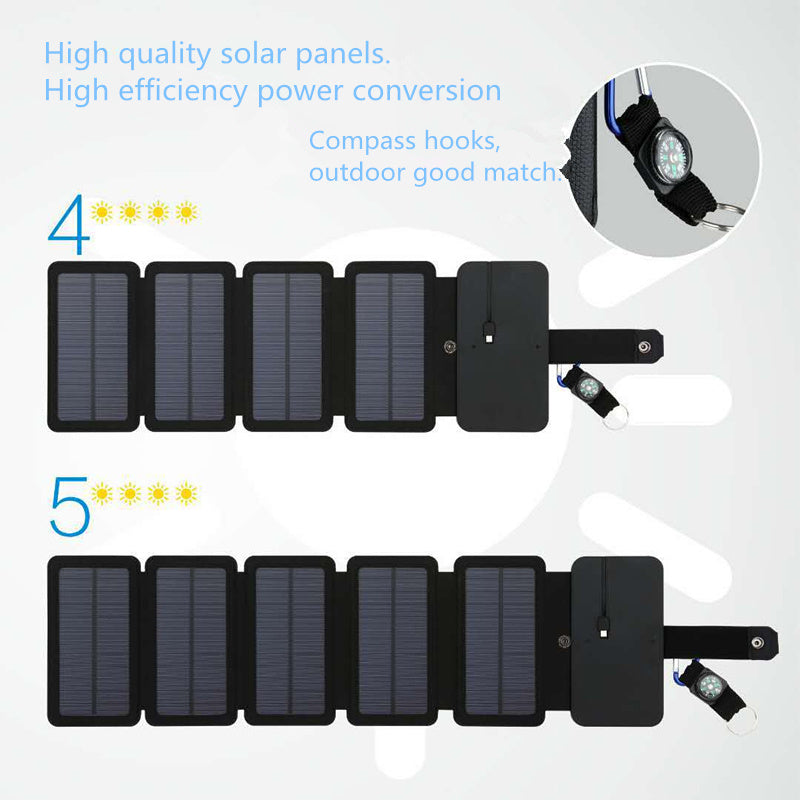 Folding Solar Charger 5V/2.1A – Portable Outdoor Power Panel for Camping & Travel